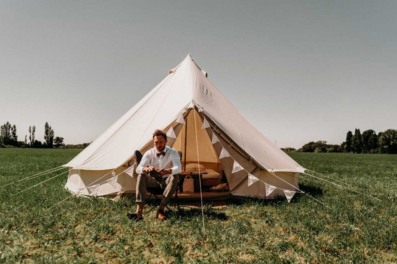 camping mariage champêtre chic