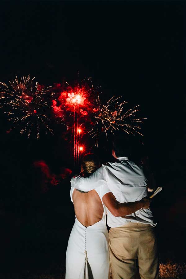 feu d'artifice mariage à la maison