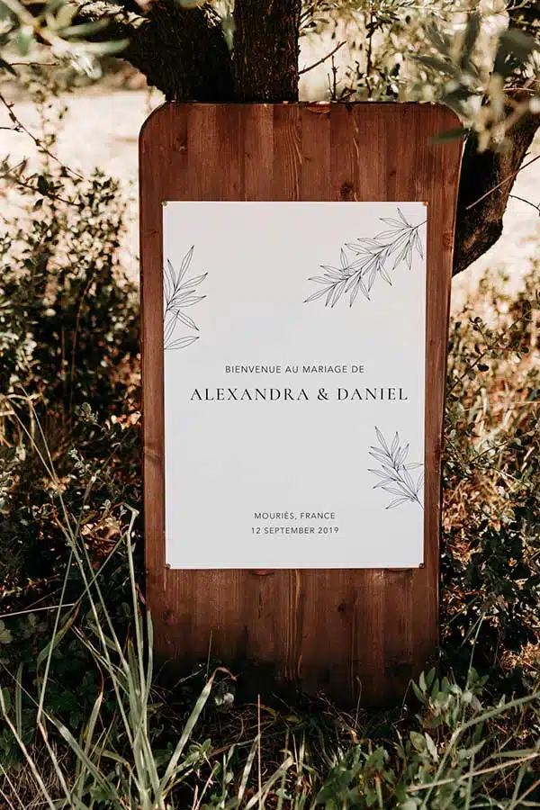 panneau bienvenue mariage luxe à la maison